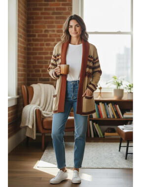 Eaton's L Vintage Shawl Collar Cardigan Southwestern Pattern